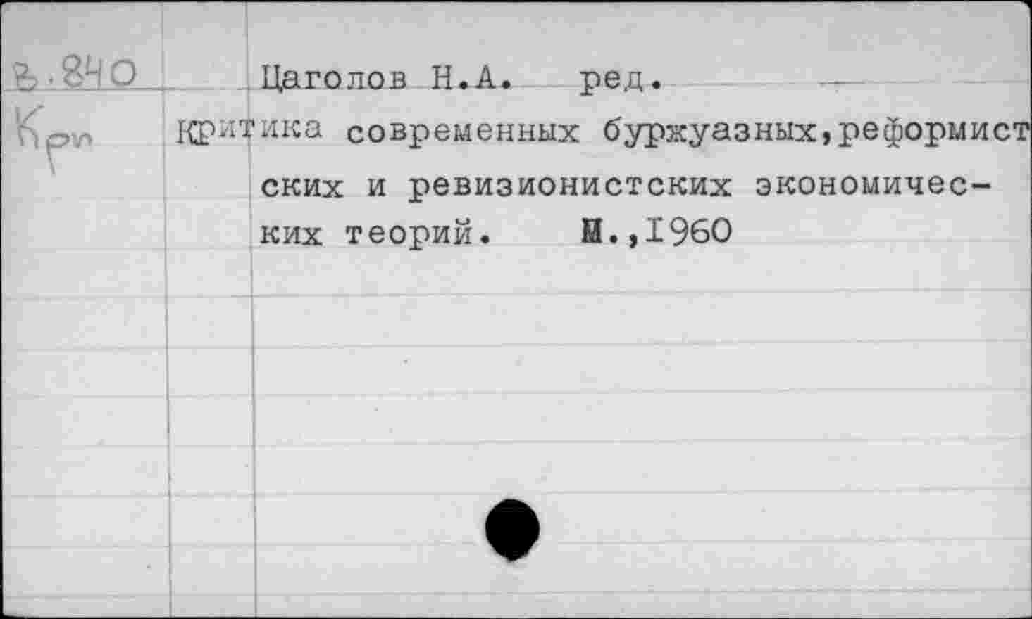 ﻿.&10
Цаголов Н.А. ред.
Критика современных буржуазных,реформа ских и ревизионистских экономических теорий.	И.,1960